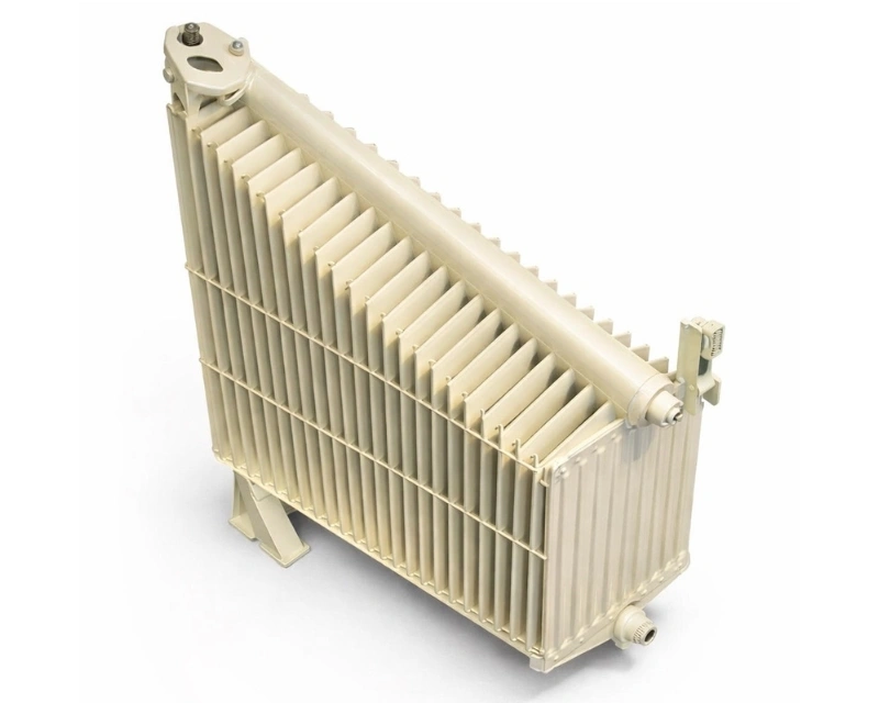 Transformer radiator with sloped cooling elements